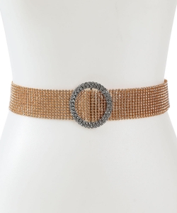 Rhinestone Fashion Belt W/ Circle Buckle BT320041 GOLD